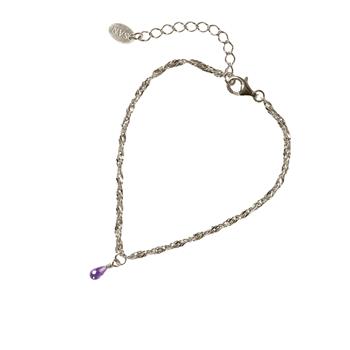 Armbånd i Rhodineret Sterlingsølv med Ametyst 18+4cm, von San - Links of Joy