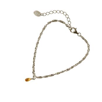 Armbånd i Rhodineret Sterlingsølv med Citrin 18+4cm, von San - Links of Joy
