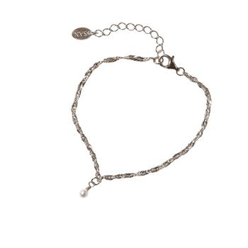 Armbånd i Rhodineret Sterlingsølv med Ferskvandsperle 18+4cm, von San - Links of Joy
