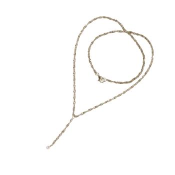 Halskæde i Rhodineret Sterlingsølv med Ferskvandsperle 50cm, von San - Links of Joy