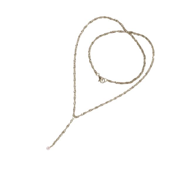 Halskæde i Rhodineret Sterlingsølv med Ferskvandsperle 40cm, von San - Links of Joy