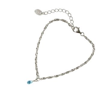 Armbånd i Rhodineret Sterlingsølv med Topas 18+4cm, von San - Links of Joy