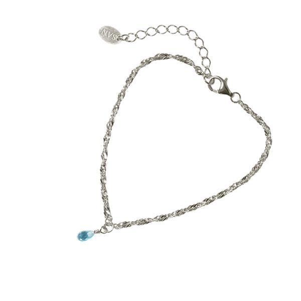 Armbånd i Rhodineret Sterlingsølv med Topas 18+4cm, von San - Links of Joy