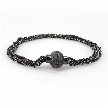 Armbånd & Halskæde med Magnetlås - 4 rk. DiamondCut-Oxyderet/sort Rhodineret 50cm, von San - Links of Joy