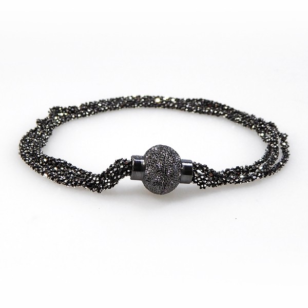 Armbånd & Halskæde med Magnetlås - 4 rk. DiamondCut-Oxyderet/sort Rhodineret 22cm, von San - Links of Joy