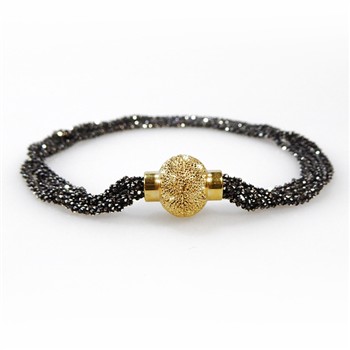 Armbånd & Halskæde med Magnetlås - 4 rk.DiamondCut-Oxyderet/Forgyldt 50cm, von San - Links of Joy