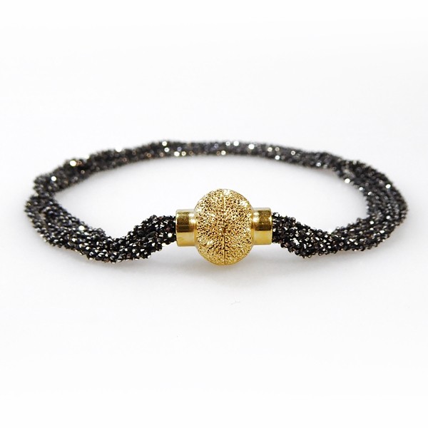 Armbånd & Halskæde med Magnetlås - 4 rk.DiamondCut-Oxyderet/Forgyldt 50cm, von San - Links of Joy