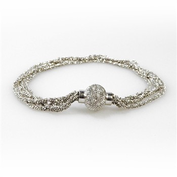Armbånd & Halskæde med Magnetlås - 4 rk. DiamondCut - Rhodineret 50cm, von San - Links of Joy
