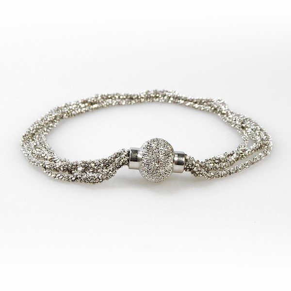Armbånd & Halskæde med Magnetlås - 4 rk. DiamondCut - Rhodineret 42cm, von San - Links of Joy