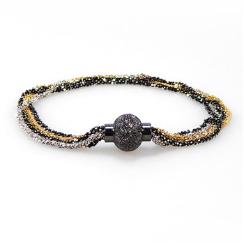 Armbånd & Halskæde med Magnetlås - 4 rk. DiamondCut - 3 farvet 50cm, von San - Links of Joy