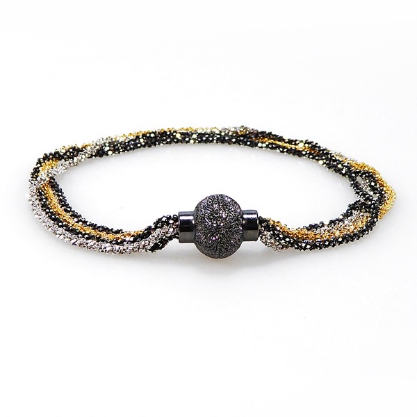 Armbånd & Halskæde med Magnetlås - 4 rk. DiamondCut - 3 farvet 45cm, von San - Links of Joy