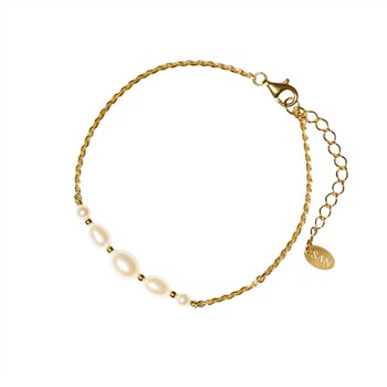 Forgyldt armbånd med Ferskvandsperler 18+4cm, von San - Links of Joy