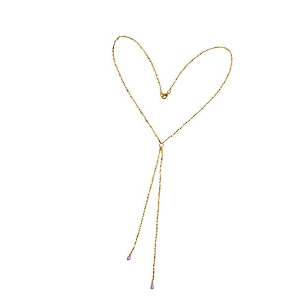 Halskæde i forgyldt sterlingsølv med ametyst 40cm, von San - Links of Joy