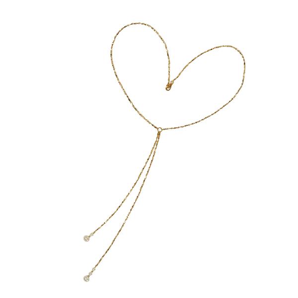 Halskæde i forgyldt sterlingsølv med ferskvandsperler 45cm, von San - Links of Joy