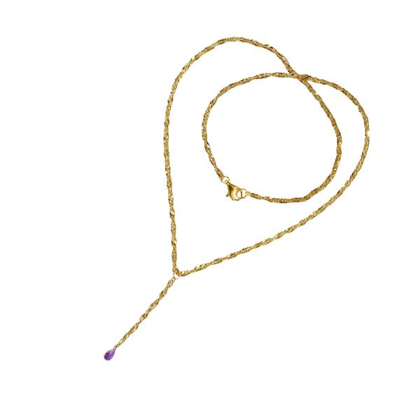 Halskæde i Forgyldt Sterlingsølv med Ametyst 50cm, von San - Links of Joy