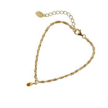 Armbånd i Forgyldt Sterlingsølv med Citrin 18+4cm, von San - Links of Joy
