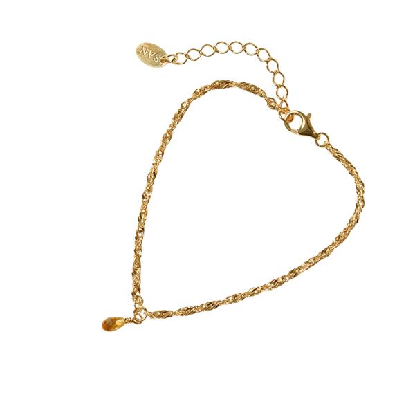 Armbånd i Forgyldt Sterlingsølv med Citrin 16+4cm, von San - Links of Joy