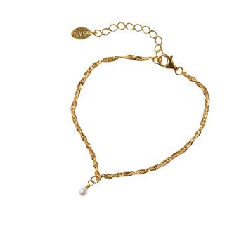 Armbånd i Forgyldt Sterlingsølv med Ferskvandsperle 18+4cm, von San - Links of Joy