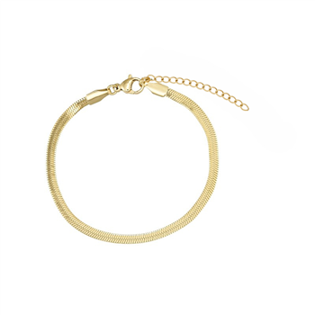 Knöchelkette aus Stahl, vergoldet mit 14 Karat, mit glatter Kette und verstellbarer Verlängerungskette.