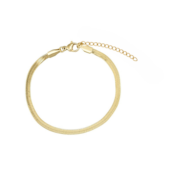 Knöchelkette aus Stahl, vergoldet mit 14 Karat, mit glatter Kette und verstellbarer Verlängerungskette.