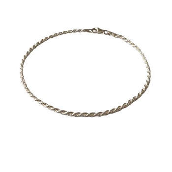 2mm Bjørn Borg - Cordel kæde i Blank sterlingsølv Armbånd & Halskæde 21cm, von San - Links of Joy