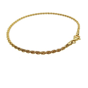 2 mm Bjørn Borg - Cordel kæde i Forgyldt Sterlingsølv - Armbånd & Halskæde 60cm, von San - Links of Joy