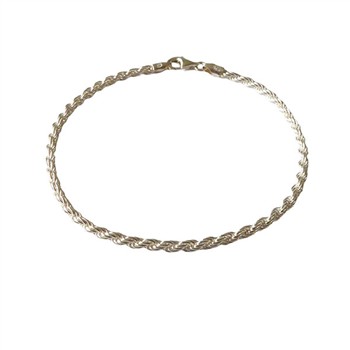 2,5mm Bjørn Borg - Cordel kæde i Blank Sterlingsølv - Armbånd & Halskæde 17cm, von San - Links of Joy