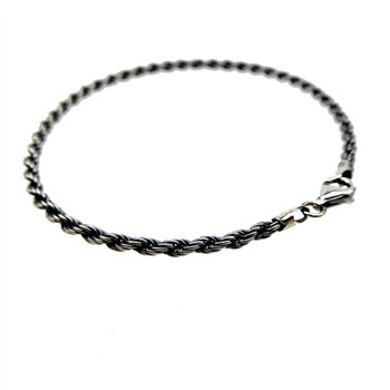 2,5mm Bjørn Borg - Cordel kæde i Let Oxyderet Sterlingsølv - Armbånd & Halskæde 60cm, von San - Links of Joy
