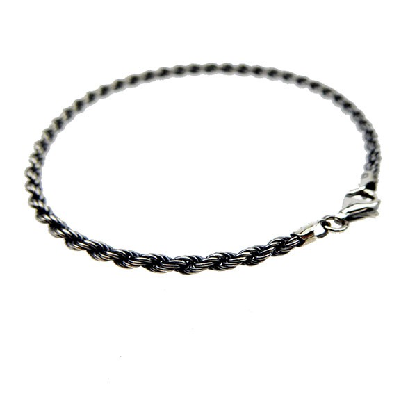 2,5mm Bjørn Borg - Cordel kæde i Let Oxyderet Sterlingsølv - Armbånd & Halskæde 18cm, von San - Links of Joy