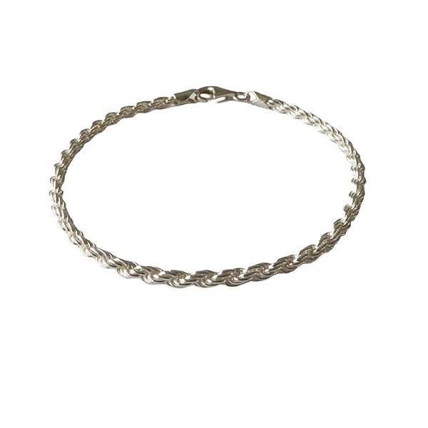 3mm Bjørn Borg - Cordel kæde i Blank sterlingsølv - Armbånd & Halskæde 50cm, von San - Links of Joy
