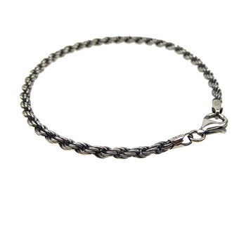 3mm Bjørn Borg - Cordel kæde i Let Oxyderet Sterlingsølv - Armbånd & Halskæde 60cm, von San - Links of Joy