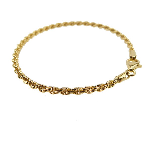 3 mm Bjørn Borg - Cordel kæde i Forgyldt Sterlingsølv - Armbånd & Halskæde 18cm, von San - Links of Joy
