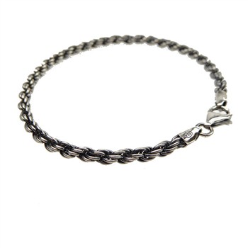 3,5mm Bjørn Borg - Cordel kæde i Let Oxyderet Sterlingsølv Armbånd & Halskæde 60cm, von San - Links of Joy