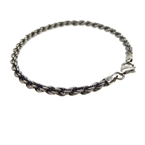 3,5mm Bjørn Borg - Cordel kæde i Let Oxyderet Sterlingsølv Armbånd & Halskæde 55cm, von San - Links of Joy