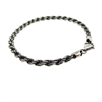 4mm Bjørn Borg - Cordel kæde i Let Oxyderet Sterlingsølv Armbånd & Halskæde 60cm, von San - Links of Joy