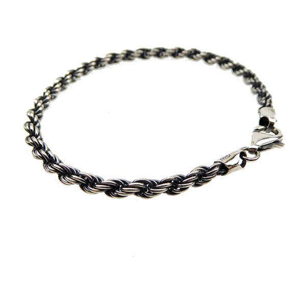 4mm Bjørn Borg - Cordel kæde i Let Oxyderet Sterlingsølv Armbånd & Halskæde 22cm, von San - Links of Joy