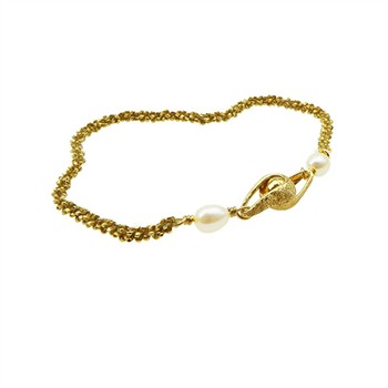 Armbånd & halskæde - Forgyldt m.Magnetlås & Hvide Ferskvandsperler. 21cm, von San - Links of Joy