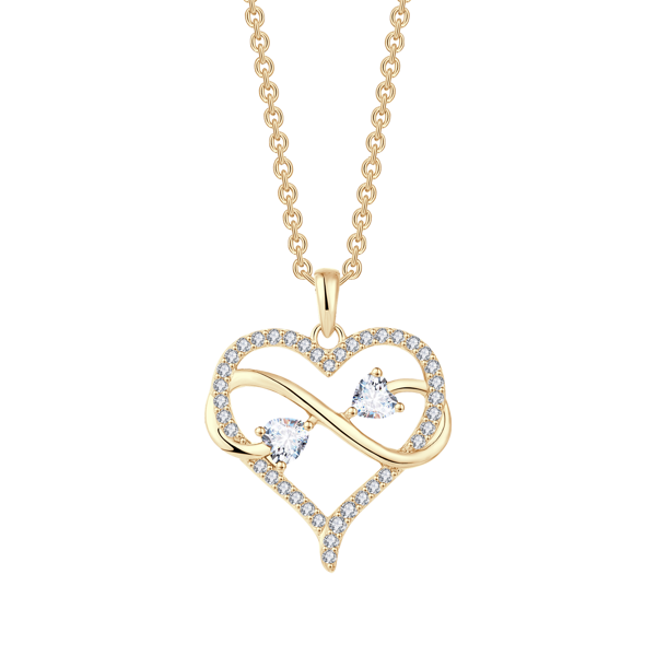 Herzanhänger mit Zirkonia und Kette in vergoldetem Silber