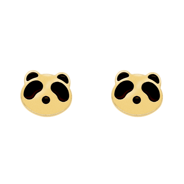 Goldene Panda-Gesicht Ohrstecker, minimalistisch und verspielt von Støvring Design.