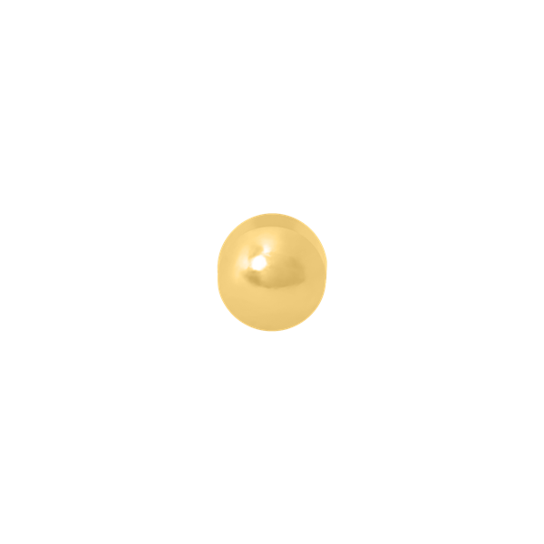 Goldfarbene, kugelförmige und glänzende Stål forgyldt Nasenpiercing von Støvring Design.
