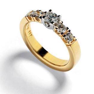14 Karat Ehering in 4,2 mm mit 0,57 Karat Diamanten - beide in Weiß- und Gelbgold