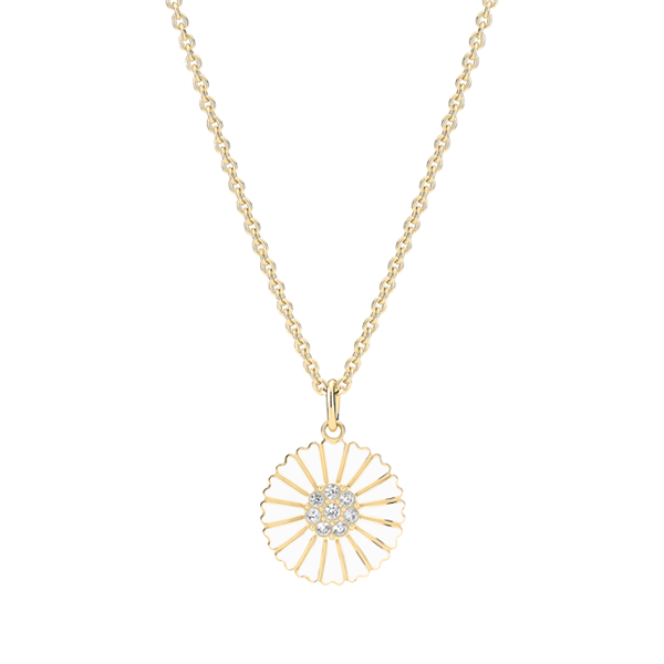 Marguerit Collier 18 mm zirkonia forgyldt sølv
