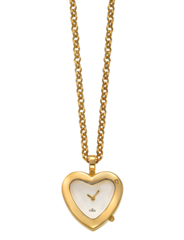 Vergoldetes Herz auf 4 mm Halskette mit Uhr von Inex