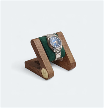 Uhrenständer aus dunkler Eiche - platzieren Sie Ihre Uhr mit Stil! - verschiedene Lederfarben